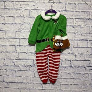 Buc-ee’s festive green and red holiday one piece with hat NWT beaver Bucees